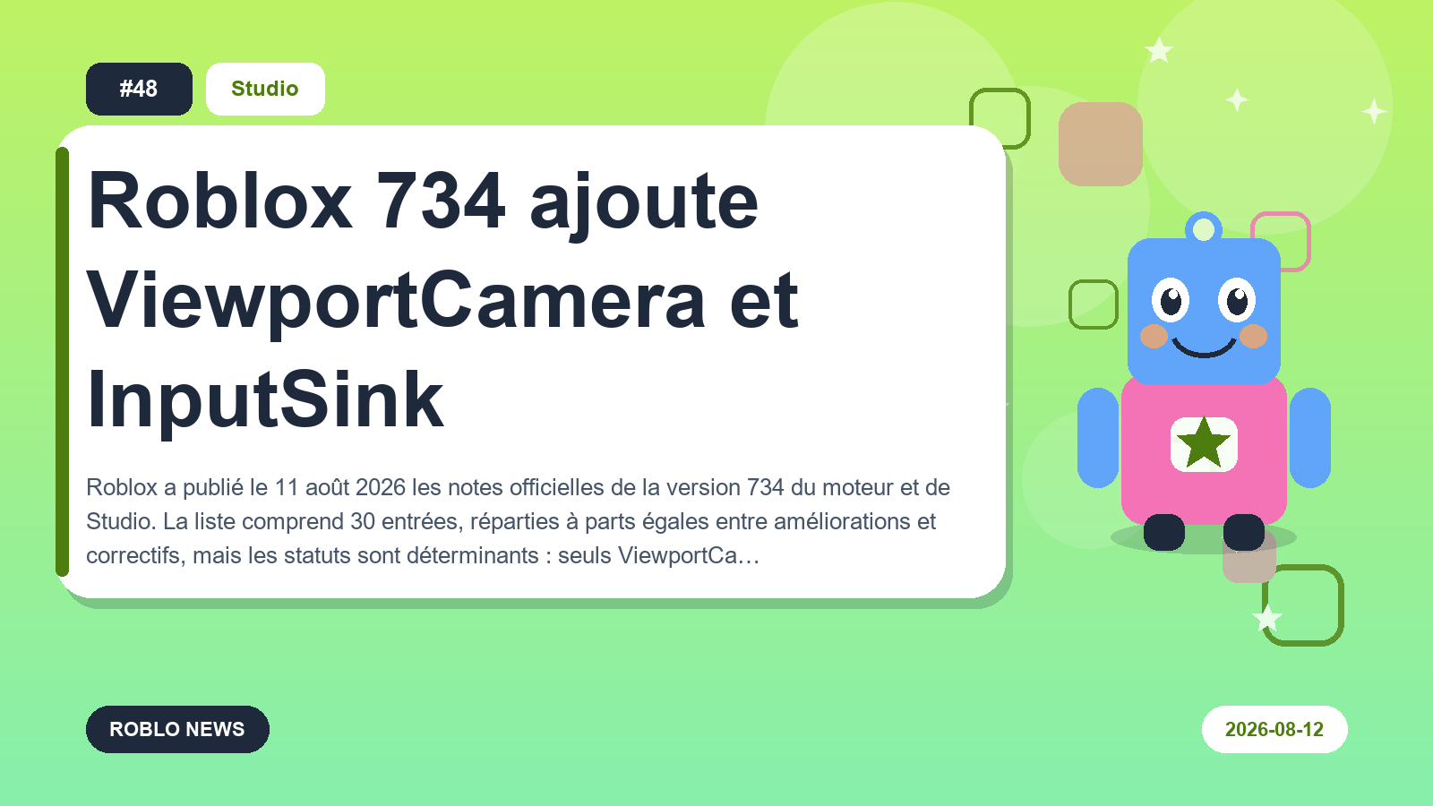 Roblox 734 ajoute ViewportCamera et InputSink