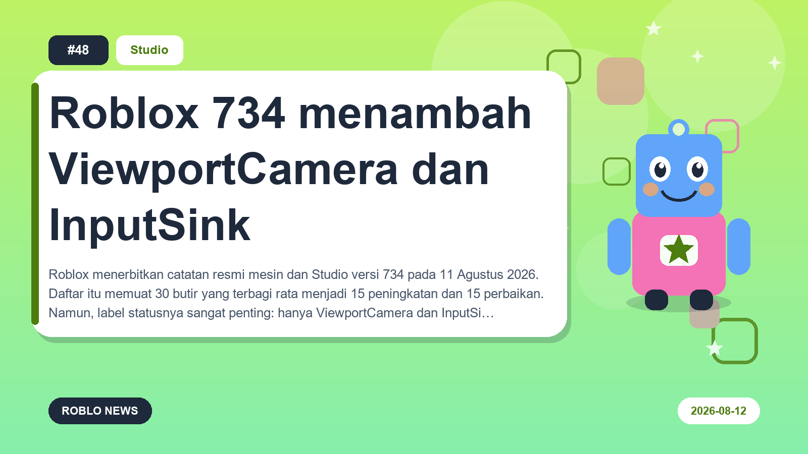 Roblox 734 menambah ViewportCamera dan InputSink