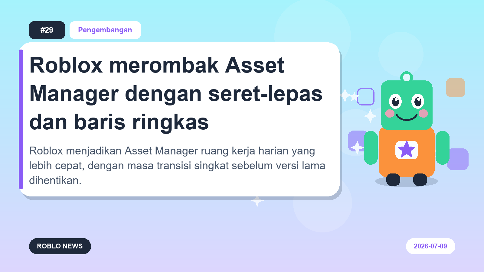 Roblox merombak Asset Manager dengan seret-lepas dan baris ringkas