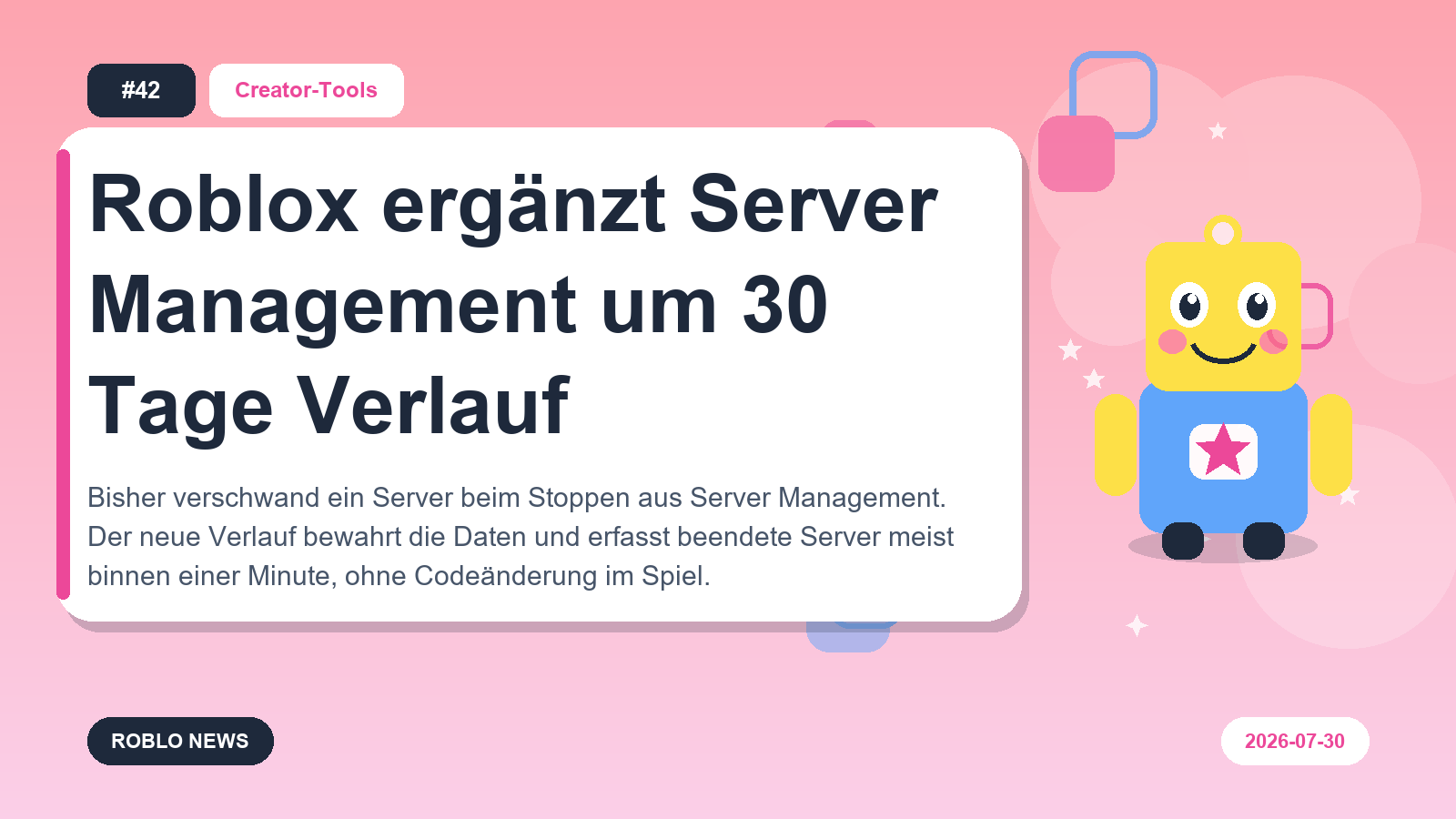 Roblox ergänzt Server Management um 30 Tage Verlauf