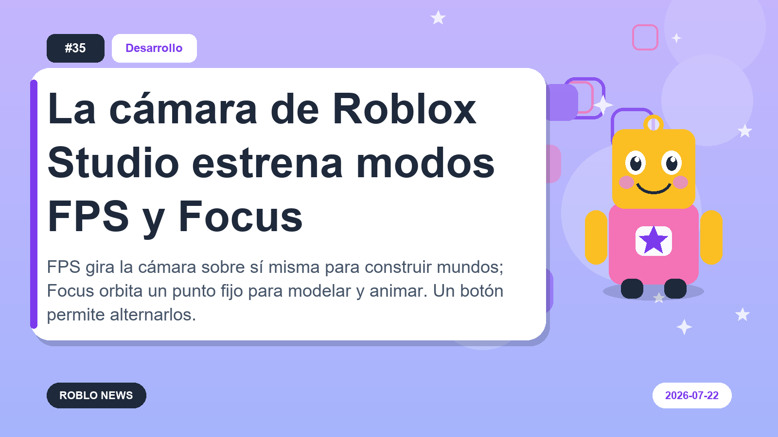 La cámara de Roblox Studio estrena modos FPS y Focus
