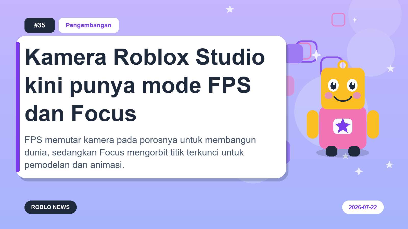 Kamera Roblox Studio kini punya mode FPS dan Focus