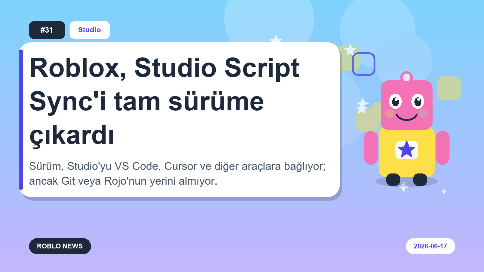 Roblox, Studio Script Sync'i tam sürüme çıkardı