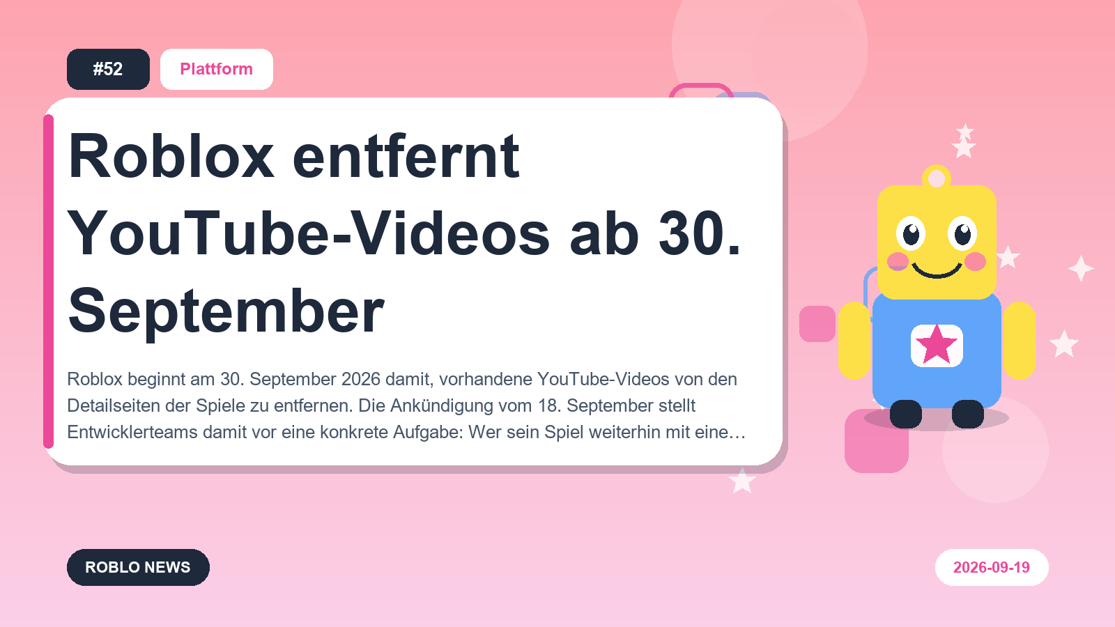Roblox entfernt YouTube-Videos ab 30. September