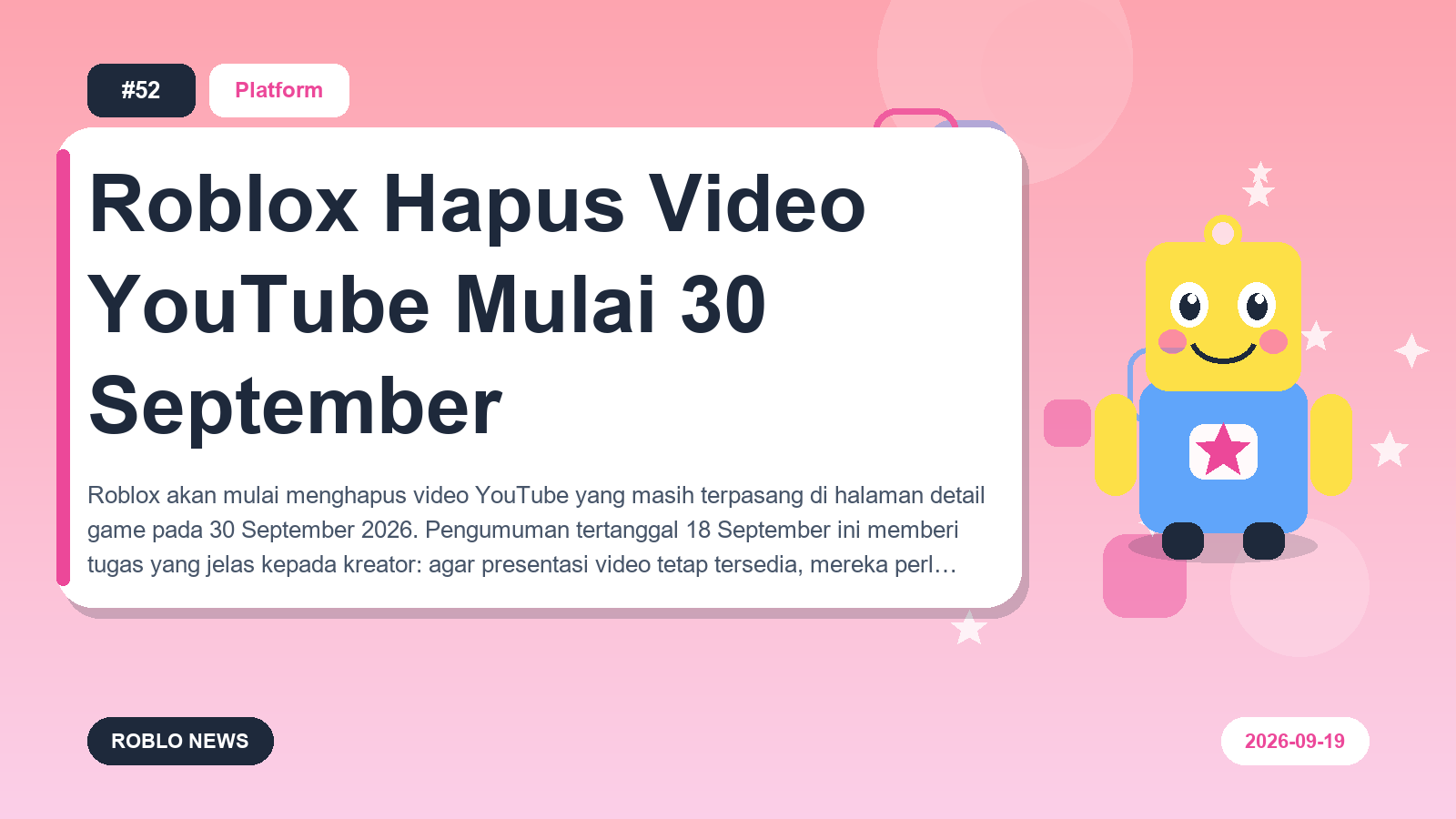 Roblox Hapus Video YouTube Mulai 30 September