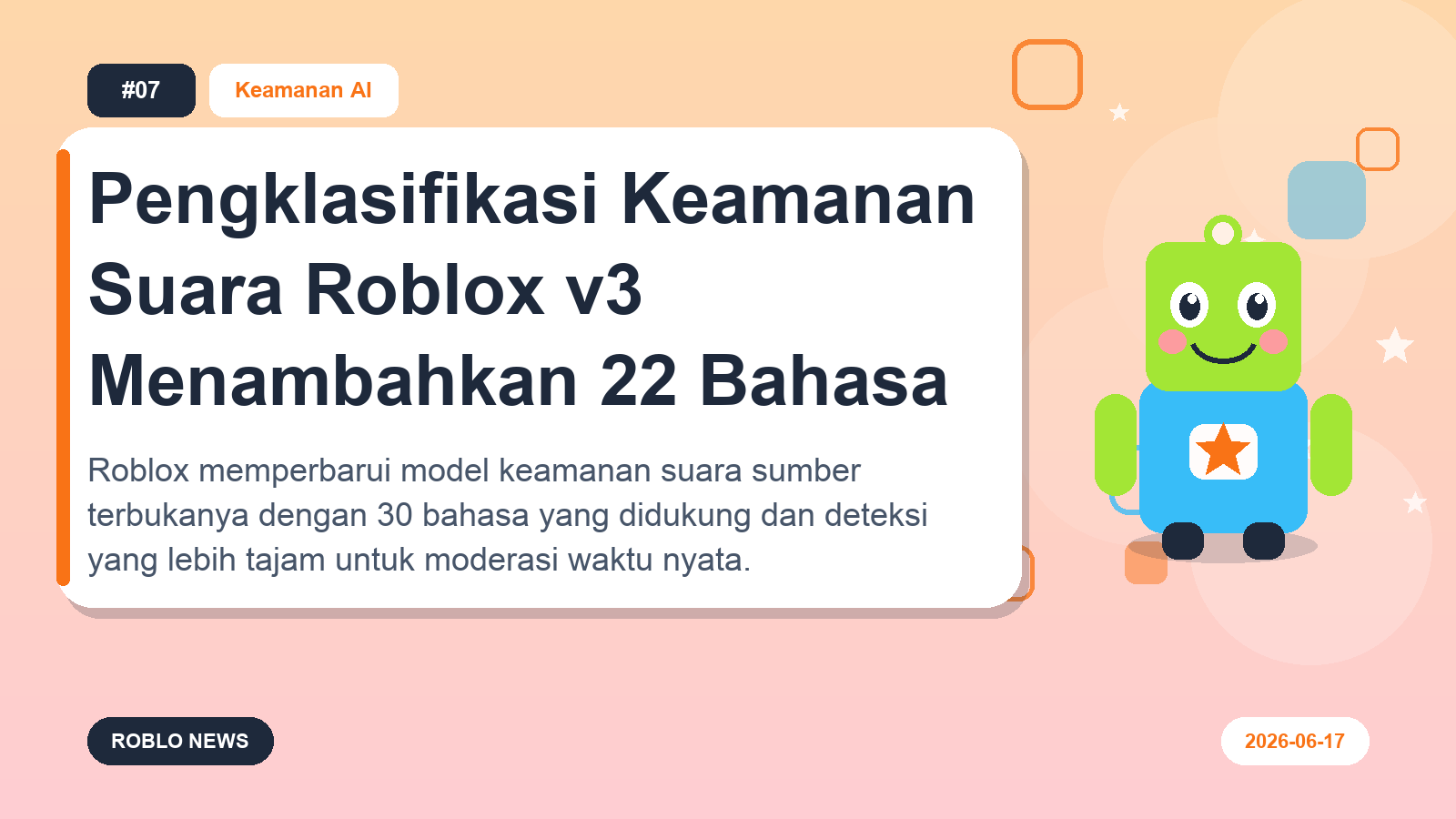 Pengklasifikasi Keamanan Suara Roblox v3 Menambahkan 22 Bahasa